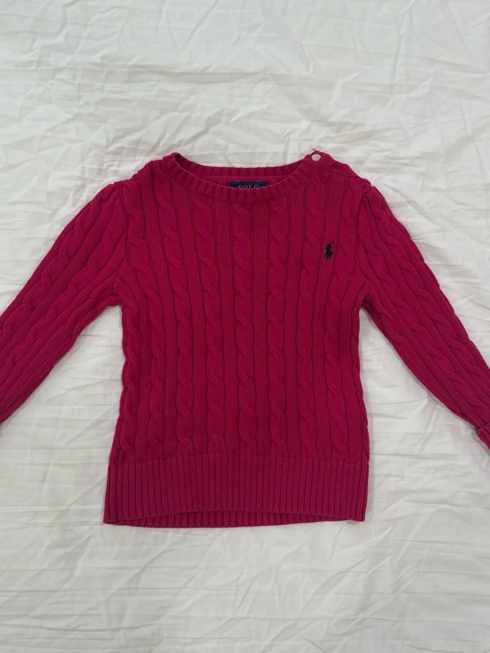 Ralph Lauren Women's Cable Knit Crewneck Sweater - Fuchsia